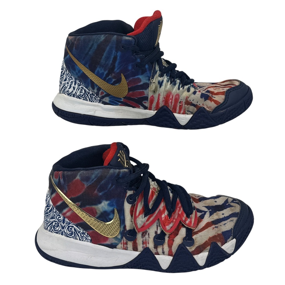 Nike Kids Navy/Red/Gold Tie-Dye High-Top Kyrie Basketball Sneakers